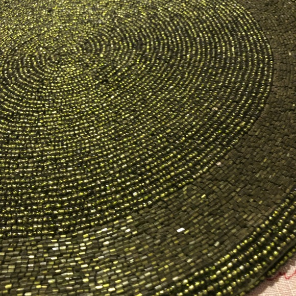 Pottery Barn Holiday Pottery Barn Set Of 2 Green Round Beaded